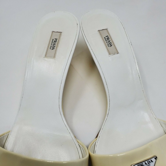 Vintage AUTHENTIC Prada Womens White Wedge Heels - Picture 6 of 7